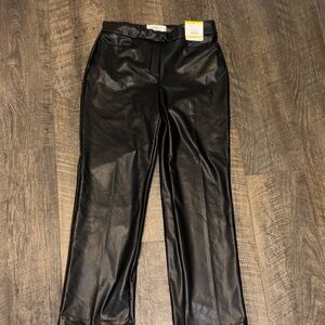 Kasper Black Faux Leather Pants